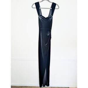 Vintage Next Up Maxi Velvet Ruched Cross Over 90s Dark Romantic Black Size 12